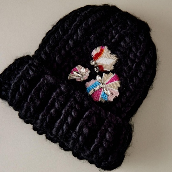 Anthropologie Accessories - Anthropologie Jeweled Beanie New with Tag Black  One size